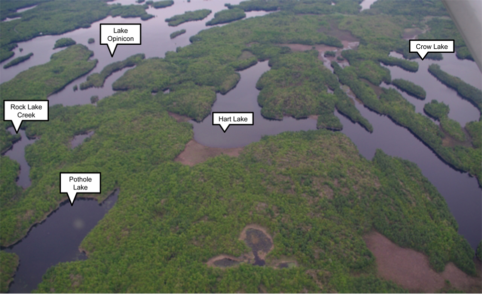 Aerial view of Hart Lake and surroundings