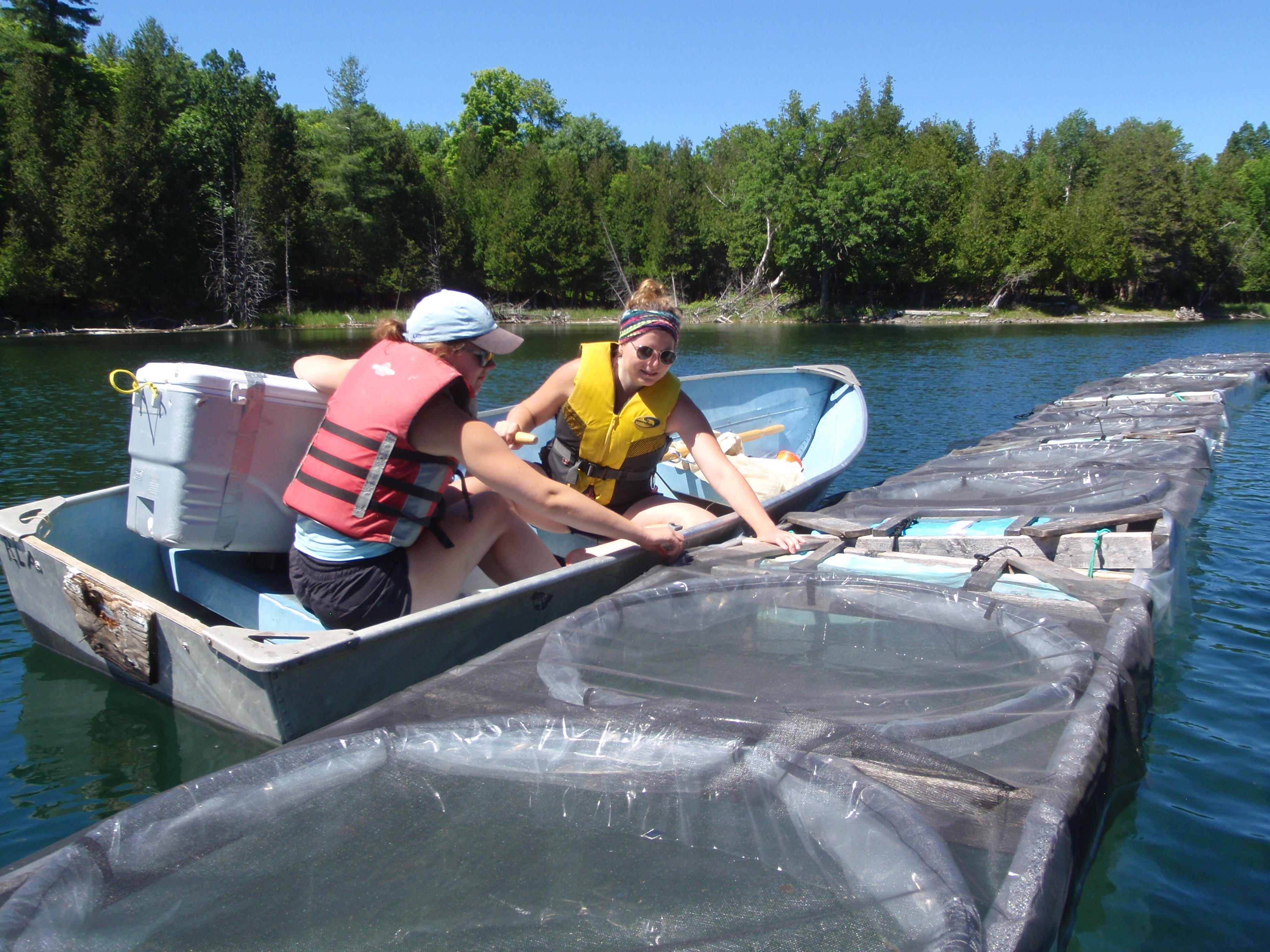 Danielle and Brooke working at Long Lake