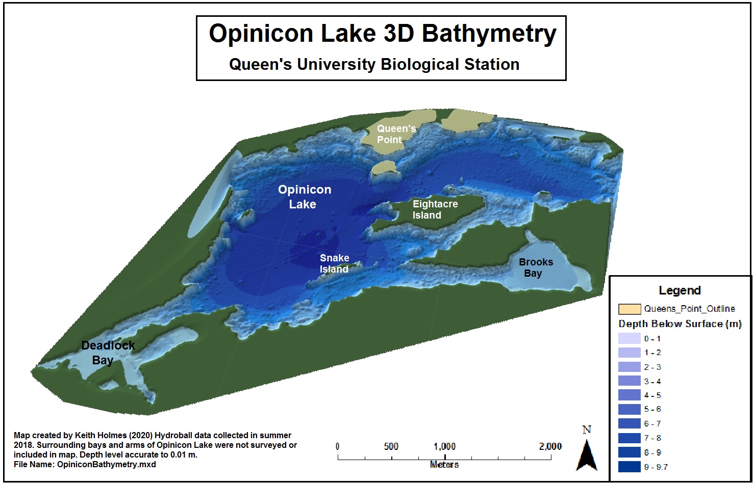 3D image ofLake Opinicon Bathymetry